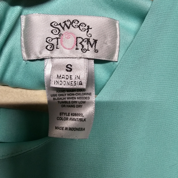 4/$20 Sweet Storm Turquoise & Black Dress with Bandage Skirt - Picture 3 of 4